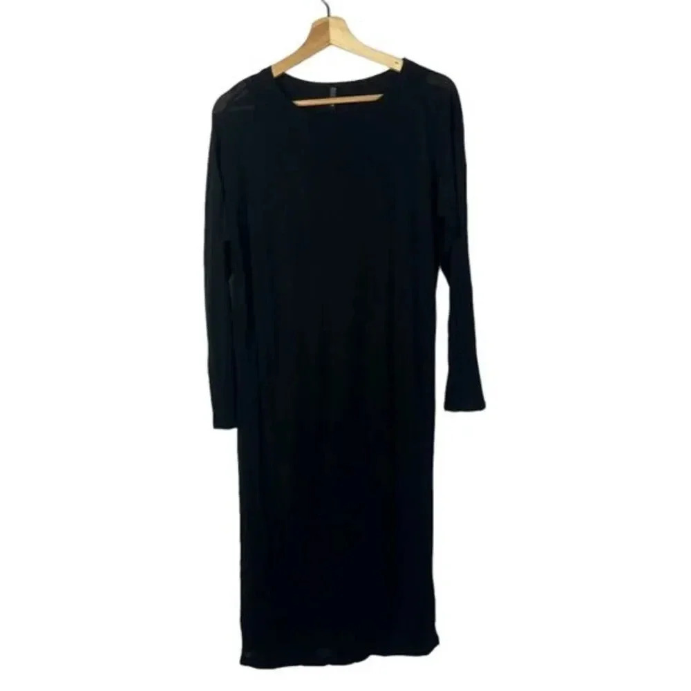 Drifter Black Modal Long Sleeve Fitted Midi Dress M